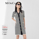 MO&Co.圈圈紗黑白條紋短袖針織肌理感連衣裙法式氣質(zhì)裙子 黑白條色 M 165