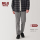 MUJI 男式 彈力絲光斜紋 修身褲 長(cháng)褲子春秋季款休閑褲男士男裝 淺灰棕色 AE0XLA4A 82 180/82A