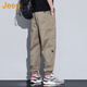 JEEP美國正品高端戶(hù)外運動(dòng)休閑褲男士春秋新款潮牌松緊抽繩哈倫束腳褲 卡其色 【官方正品】 XL