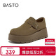 百思圖25冬勃肯鞋時(shí)尚休閑女單鞋F3109DM5 卡其綠 35