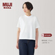 MUJI女式 天竺編織圓領(lǐng)短袖T恤上衣打底衫女款內搭多巴胺女裝 白色BB2P5A4A S (155/80A)