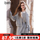 百圖betu女裝2025春季新款短外套連帽休閑百搭衛衣外套女2501T44 淺灰 S