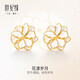 世紀緣花漾歲月黃金耳飾5D無(wú)氰琺瑯白山茶花時(shí)尚耳釘送女友生日生日禮物
