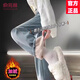 俞兆林（YUZHAOLIN）闊腿牛仔褲女2025春秋冬季新款時(shí)尚加絨加厚保暖潮流百搭直筒褲子 淺藍色-加絨加厚 M 94-105斤