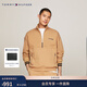 Tommy Hilfiger秋冬男裝純棉休閑簡(jiǎn)約字母半拉鏈立領(lǐng)寬松運動(dòng)服套頭衛衣 卡其RBL L