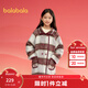 巴拉巴拉童裝女童外套兒童2025新款春冬裝小童復古學(xué)院格子毛呢大衣拜年服 紅白色調00461 150