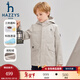 哈吉斯（HAZZYS）品牌童裝男童外套秋新品三防透氣休閑簡(jiǎn)約保暖連帽厚風(fēng)衣 極地灰 130
