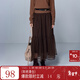 三彩2025冬季新款高腰網(wǎng)紗蓬蓬裙半身裙A字裙長(cháng)裙女 咖啡 L