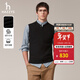 哈吉斯（HAZZYS）男裝 秋冬季無(wú)袖男毛衣簡(jiǎn)約馬甲百搭套頭羊毛背心男ABYZD0CCF05 黑色BK L （175/96A 48）