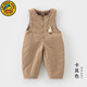 G.duck小黃鴨背帶褲嬰兒羊羔絨加厚冬裝一歲幼兒連體褲加絨寶寶棉褲 卡其色 90 cm