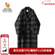 William fox&sons新復古回潮男裝英倫風(fēng)燈籠袖長(cháng)款初剪羊毛蘇格蘭格紋羊毛呢大衣男 黑白格 XL /52