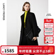 朗姿純羊毛復古正肩高級感通勤西裝毛呢大衣外套女冬季新款 黑色 L