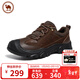 駱駝牌 男士休閑皮鞋磨砂牛皮戶(hù)外工裝大頭鞋 P15A307009 暗棕 44
