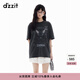 DZZIT地素短袖T恤夏季線(xiàn)繡貓咪圖案寬松純棉上衣女3J2B3301N 黑色 S