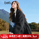 百圖betu女裝冬季新款毛呢外套翻領(lǐng)雙面呢100%綿羊毛大衣2411T25 黑色 M