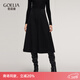 歌莉婭針織半身裙2025新款秋冬流行穿搭彈力八片裙高腰傘裙1EDL2D110 03X黑色花灰雙色 M