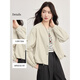 塔馳密司（touchmiss）品牌2026春季新款淺色花苞夾克短外套百搭工裝風(fēng)休閑圓領(lǐng)上衣 淺卡其 L