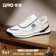 零度Zero運動(dòng)鞋男新款頭層牛皮休閑男鞋時(shí)尚舒適低幫緩震回彈慢跑鞋男 白藍 41 拍比運動(dòng)鞋小一碼