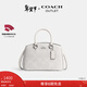 蔻馳（COACH）【禮物】奧萊女士女包老花SAVANNAH小號CARRYALL手提斜挎包 SV/白色/粉筆白色