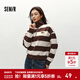 森馬（Semir）衛衣女冬半拉鏈立領(lǐng)小狗oversize條紋抓絨套頭衫疊穿復古上衣 咖灰色調00352 L
