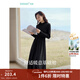 茵曼（INMAN）2025秋冬女裝新款燈芯絨連衣裙新品長(cháng)袖休閑針織禮服中長(cháng)裙子 午夜黑-18348357H1 XL