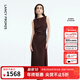 朗姿a字垂感輕禮服無(wú)袖修身連衣裙收腰高級感氣質(zhì)2025年秋季新款 巧克力色 XL