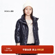 little MO&Co.童裝中大童女冬裝兒童羽絨服菱形格中長(cháng)款保暖外套 黑色 120 120/56