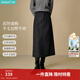 茵曼2025秋冬女裝新款復古開(kāi)叉羊毛針織半身裙顯瘦A字包臀裙子 貴族灰色-第二批 M
