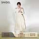 SNIDEL2025春夏百搭高腰提花雪紡蛋糕裙百褶半身裙SWFS251197 淺米色 M （1）