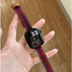 方哲（FANGZHE）品牌原裝適用蘋(píng)果iwatchS11手表表帶S10/S9細款格紋毛呢iwatchUltra3/2時(shí)尚小眾簡(jiǎn)約秋冬女款腕帶 【酒紅銀扣】 適用iwatch S11/S10【42MM表盤(pán)】
