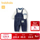 巴拉巴拉寶寶秋裝男童長(cháng)袖套裝背帶褲兩件套兒童 白藍色調00418 100cm