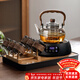 憶壺茶（YIHUTEA）玻璃煮茶壺電陶爐煮茶器圍爐煮茶套裝家用燒水壺大容量泡茶養生壺 【煮茶十件套】煙灰壺+數顯黑爐+6杯+杯架+茶盤(pán)
