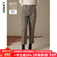 藍地（LANDI）卡其格紋西裝褲女新款秋冬羊毛修身小腳長(cháng)褲西褲 卡其色 XL