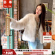 蕓蕁外套女2025新款仿狐貍毛黑色皮草外套女冬新短款V領(lǐng)環(huán)保皮草毛毛 白色 S
