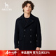 哈吉斯（HAZZYS）男裝 春秋季男外套羊毛大衣上班通勤毛呢大衣男ABSZH0ADH27 深藏青色DN XL (180/100A 50)