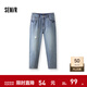 森馬（Semir）牛仔褲男破洞褲復古潮流錐形褲2025夏季新款長(cháng)褲九分褲子 牛仔中藍88201 32