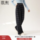 香影復古格紋闊腿褲女2025冬季新款垂感梨形慵懶風(fēng)寬松高腰直筒褲 灰格 M 160/64A/95-110斤