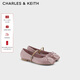 CHARLES&KEITH蝴蝶結平底瑪麗珍鞋單鞋女生日禮物CK1-71720057 粉紅色Pink 40