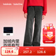 巴拉巴拉【balaOne】童裝女童春秋牛仔褲直筒寬松紅色新年拜年長(cháng)褲 牛仔水洗黑98201 160