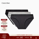 Calvin Klein內衣【新年禮物】女士本命年三條裝提花ck棉質(zhì)比基尼三角內褲女 0P6-太空黑/椰青灰/英雄灰 3條 M