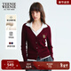 Teenie Weenie【可機洗+美利奴羊毛】小熊女裝秋冬假兩件翻領(lǐng)開(kāi)衫 酒紅色 M