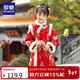 羅蒙女童紅色旗袍加絨新年拜年服連衣裙新中式兒童過(guò)年演出服 紅色140