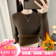 MOXTOC秋冬季加絨加厚保暖內衣女一體絨圓領(lǐng)內搭打底針織衫修身保暖衣 咖啡 M 【建議90-105斤】