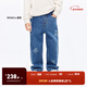 little MO&Co.童裝春秋裝男童褲子女童牛仔褲純棉星星直筒長(cháng)褲兒童 牛仔藍色2 150 150/61