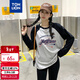 唐獅（TonLion）2025秋女圓領(lǐng)插肩袖前胸學(xué)院字母長(cháng)袖T恤