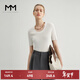 麥檬MM2023早秋新款冰絲白色U領(lǐng)法式修身顯瘦短袖T恤女5E7132201 白色 S