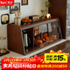 青櫨實(shí)木杯架桌面杯子收納置物架桌上餐邊柜儲物柜餐桌防塵茶具收納柜 【頂部圍欄+實(shí)木把手+茶色玻璃】68cm-胡桃木色
