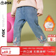 ASK JUNIOR女童褲子2025冬季小童復合搖粒絨長(cháng)褲保暖兒童牛仔褲 藍色 120