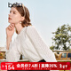 百圖betu女裝秋新款襯衫韓風(fēng)荷葉領(lǐng)泡泡袖刺繡蕾絲襯衫女2309T55 米白 L