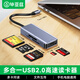 畢亞茲 Type-C讀卡器多合一 支持SD/TF/CF/M2/MS相機行車(chē)記錄儀監控內存卡手機存儲卡 0.24米